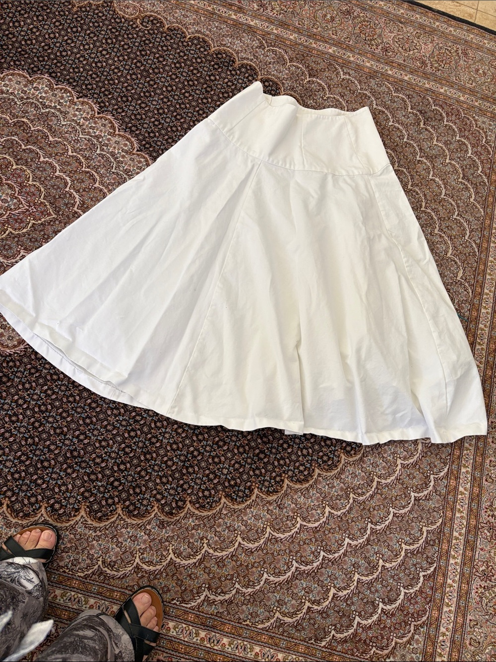 Zara White Midi Flared Skirt
